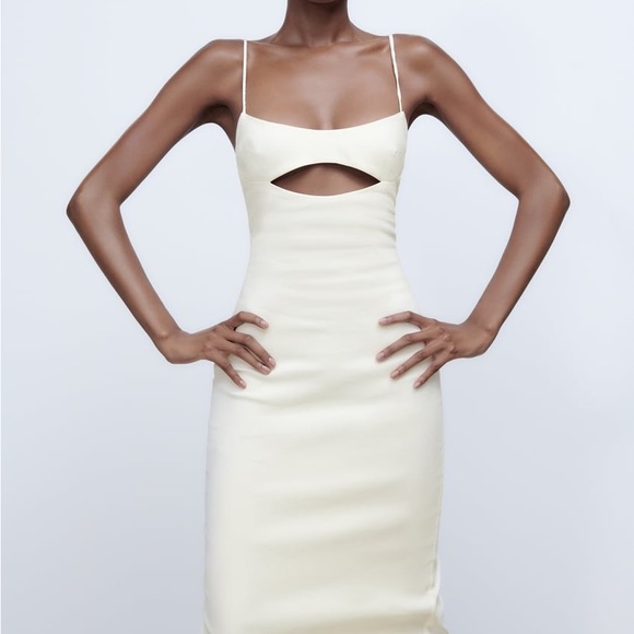 Linen blend cutout dress sage green ZARA - Picture 2 of 9